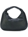 Bottega Veneta Maxi Veneta Intrecciato Leather Shoulder Bag In Nero-brunito