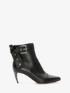 ALEXANDER MCQUEEN EYELET BOW HORN HEEL BOOTIE,508312WHMUN1000