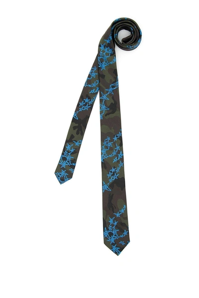 Valentino Garavani Camouflage Jacquard Silk Tie In Camou Army Roy Al Blu (blue)