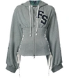 PUMA Grey Corset Zipped Hoodie,1280091445723607889