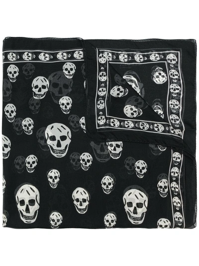 Alexander Mcqueen Skull-print Scarf In Black
