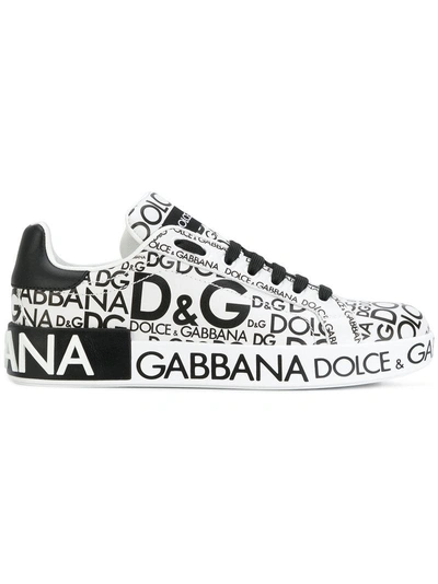 Dolce & Gabbana Logo-print Platform Sneakers In Black White