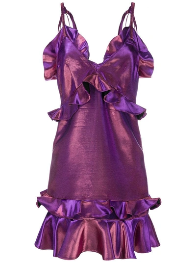 Kenzo Metallic Ruffle Dress In Bright Purple