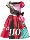 MOSCHINO FLARED PRINTED BOW DRESS,A0401545112495252