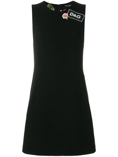 Dolce & Gabbana Sleeveless Cocktail Shift Dress With Tag Applique In Black