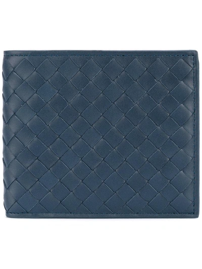 Bottega Veneta Denim Intrecciato Bi-fold Wallet - Blue