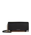 BURBERRY HOUSE CHECK AND LEATHER CHAIN WALLET,P000000000005613007