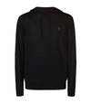Allsaints Mode Merino Hooded Sweater In Black