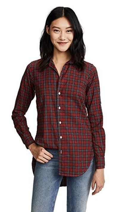 Frank & Eileen Greyson Button Down Shirt In Charcoal & Red Plaid