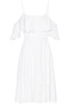 MILLY Emmaline cold-shoulder ruffled silk-blend satin dress,US 1071994539415803