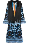 ETRO ETRO WOMAN TASSELED EMBROIDERED SILK-TWILL JACKET BLUE,3074457345617524819