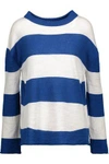 M.i.h. Jeans Woman Linus Striped Slub Cotton And Linen-blend Sweater Bright Blue In Bright Blue