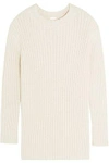 ADAM LIPPES WOMAN RIBBED SILK AND LINEN-BLEND SWEATER ECRU,US 20832158204419570