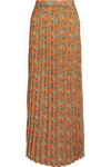 HOUSE OF HOLLAND WOMAN PLEATED FLORAL-PRINT CREPE MAXI SKIRT ORANGE,US 1914431940991923