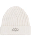 WARM-ME WARM-ME RIBBED KNITTED BEANIE HAT - WHITE,ERICLOGOE12379271