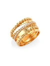 HUEB Bubble Rose Gold & Diamond Stacked Ring