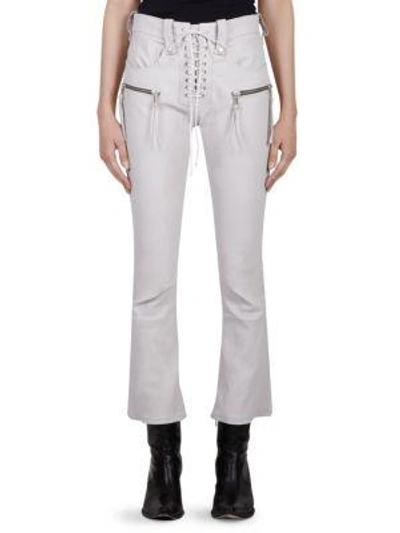 Ben Taverniti Unravel Project Leather Lace-up Trousers In Ice Grey