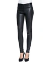 Alice And Olivia Front Zip Leather Leggings In Black