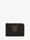 ALEXANDER MCQUEEN STUDDED SMALL ZIP LEATHER DOCUMENT HOLDER,5024451AC9N1000