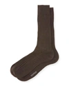 Pantherella Mid-calf Stretch-lisle Dress Socks In Dark Brown