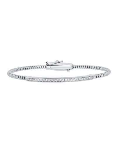 Alberto Milani Piazza Mercanti 18k White Gold Tubogas Bracelet With Channel-set Diamond Bar