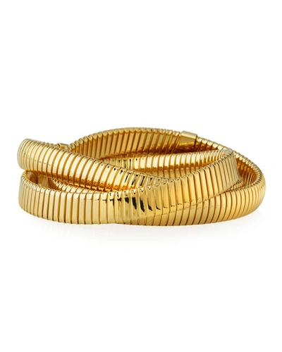 Alberto Milani Triple Tubogas Spring Rolling Gold Bracelet
