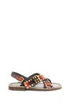 Prada Studded Spazzolato Leather Sandals In Orange