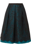 DRAPER JAMES BETTY DUCHESSE-SATIN AND LACE MIDI SKIRT