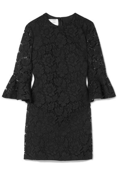 Valentino Donna Cotton-blend Corded Lace Mini Dress In Black