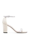 Stuart Weitzman Nearlynude Ankle Strap Sandal In Perla Light Gray Nappa Leather