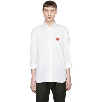 Comme Des Garçons Play Comme Des Garcons Play White And Red Heart Patch Shirt