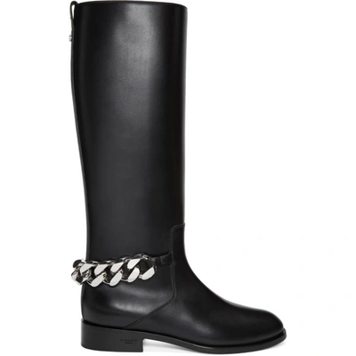 Givenchy Chain And Leather Boots In Black