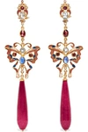 PERCOSSI PAPI GOLD-PLATED AND ENAMEL MULTI-STONE EARRINGS