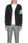 THOM BROWNE CASHMERE CARDIGAN WITH BAR STRIPE SLEEVE,TMBX-MK12