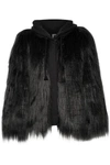 HOUSE OF FLUFF YETI OVERSIZED FAUX FUR AND FRENCH TERRY HOODED COAT