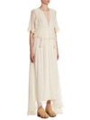 CHLOÉ Flutter Sleeve Silk Crepon Maxi Dress