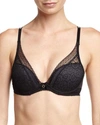 Chantelle Festivite Lace Plunge Bra, Bright Pink In Black