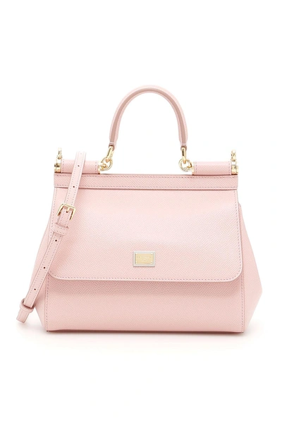 Dolce & Gabbana Small Dauphine Leather Sicily Bag In Pink