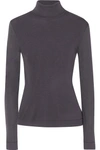 Hanro Silk And Cashmere-blend Jersey Turtleneck Top In Charcoal