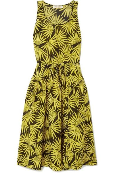 Diane Von Furstenberg Printed Cotton And Silk-blend Voile Midi Dress In Yellow