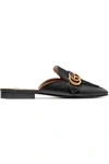 GUCCI Logo-embellished leather slippers