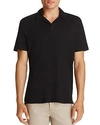 Theory Open Collar Short Sleeve Polo Shirt In Black
