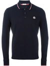 Moncler Long Sleeved Polo Shirt In Black