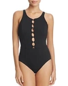AMORESSA AMORESSA M HOLLY HIGH NECK SOLID ONE PIECE SWIMSUIT,6514018