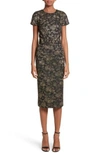 MICHAEL KORS METALLIC FLORAL JACQUARD SHEATH DRESS,436PKK084