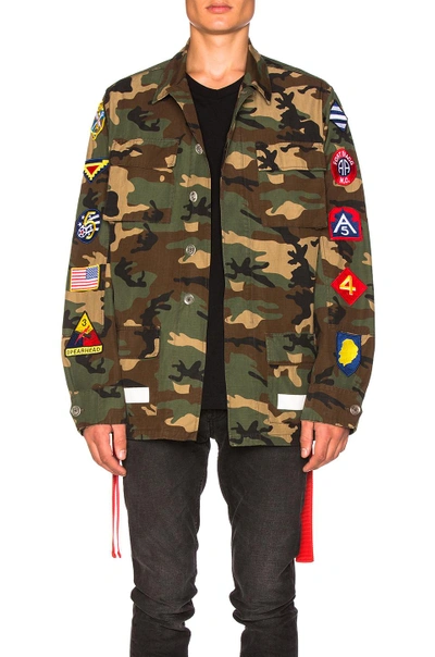 Off-white Patch-detail Camouflage-print Cotton Jacket