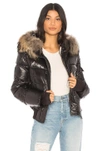 Sam Skyler Puffer Jacket With Raccoon Fur In Black