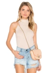 Autumn Cashmere Rib Mock Neck Halter Sweater In Latte