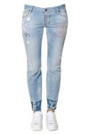 DSQUARED2 FLARE EMBROIDERED DENIM JEANS,9708320