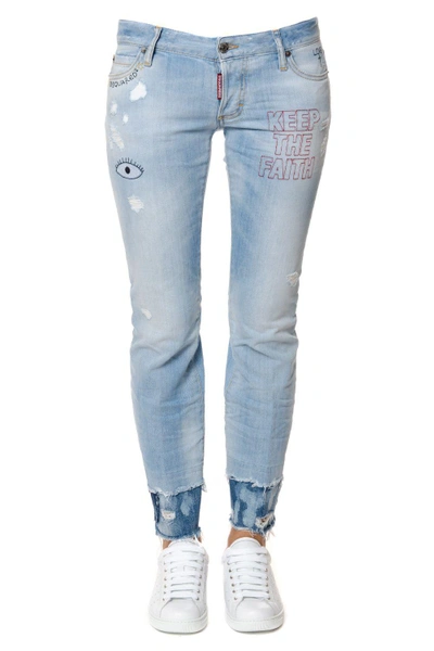 Dsquared2 Flare Embroidered Denim Jeans